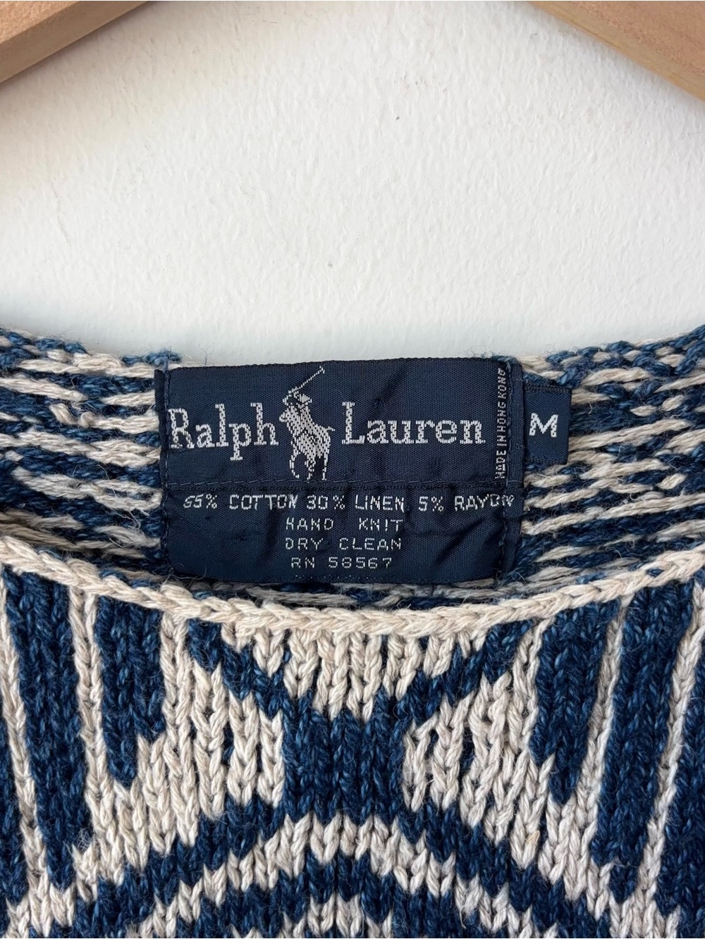 Vintage Ralph Lauren Blue Label Sweater Vest Size M Hand Knit Cotton Linen - Picture 4 of 12